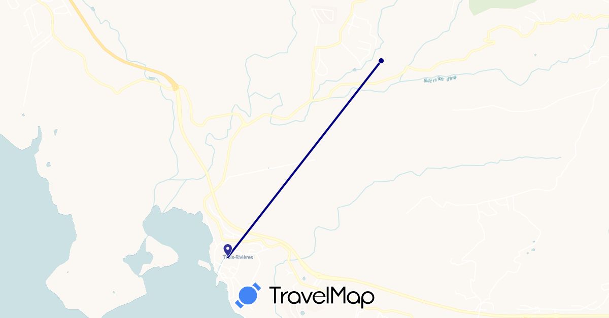 TravelMap itinerary: driving, bus in Martinique (North America)
